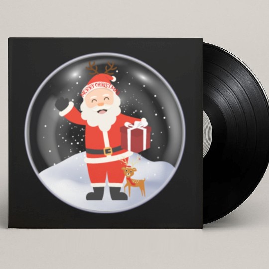 Santa’s Joy: Christmas Snow Globe Custom Vinyl Record Sleeves
