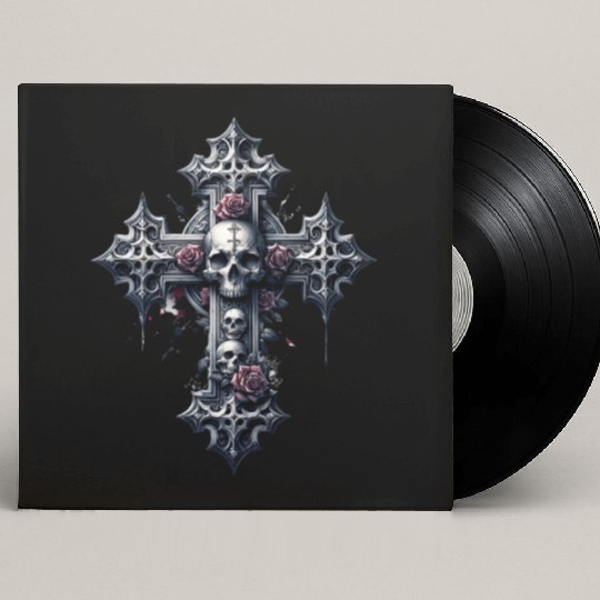 Gothic Cross Collection - Skulls and Red Roses Custom Vinyl Record Sleeves