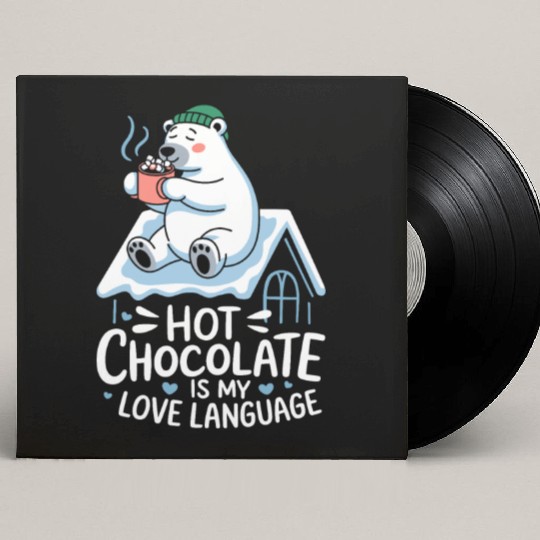 Hot Chocolate Is My Love Language Cozy Polar Bear Custom Vinyl Record Sleeves