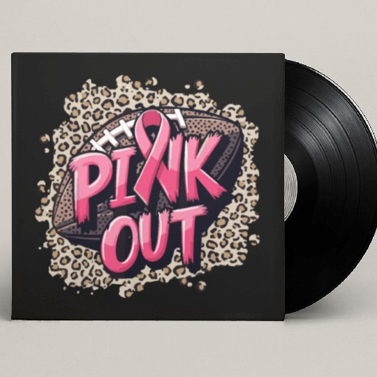 Pink Out Breast Cancer Football Coquette Bow Mom Custom Vinyl Record Sleeves