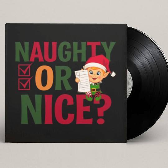 Naughty or Nice Elf Checklist Christmas Fun Custom Vinyl Record Sleeves