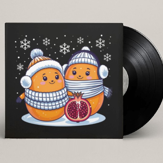 Cozy Winter Fruits: Oranges & Pomegranate Custom Vinyl Record Sleeves