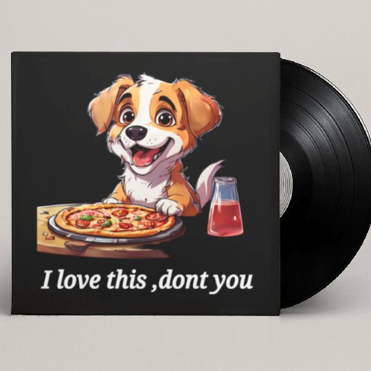doggy with pizza Custom Vinyl Record Sleeves