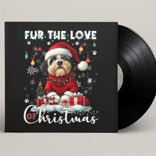 Shih Tzu Christmas Tree Lights Decorations Dog Custom Vinyl Record Sleeves