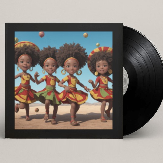 Animated African kids dancing Custom Vinyl Record Sleeves
