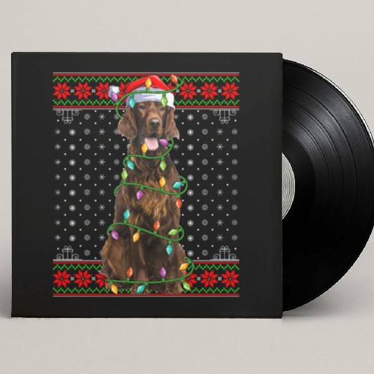 Irish Setter Dog Ugly Christmas Lights Custom Vinyl Record Sleeves
