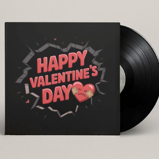 Injured Heart - Happy Valentine’s Day Twist Design Custom Vinyl Record Sleeves
