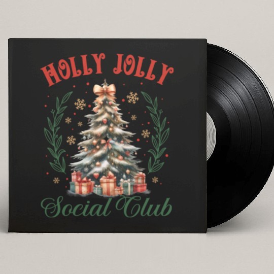 Holly Jolly Soociial Clubb Chrsitmas Custom Vinyl Record Sleeves