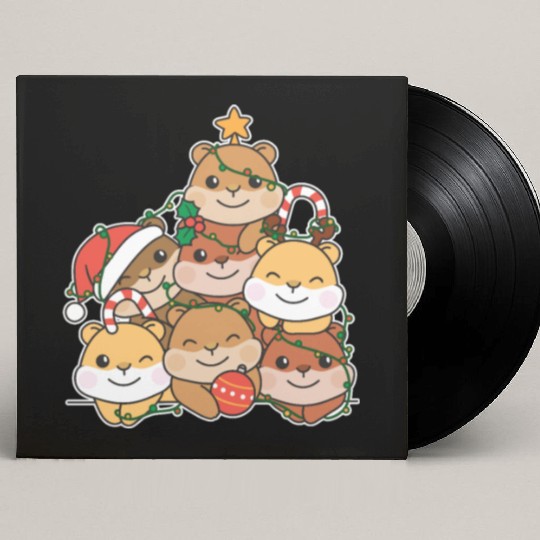 Hamster Christmas Tree Funny Animal Christmas Custom Vinyl Record Sleeves