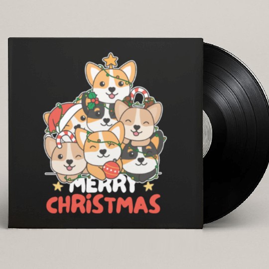 Corgi Christmas Tree Merry Christmas Custom Vinyl Record Sleeves