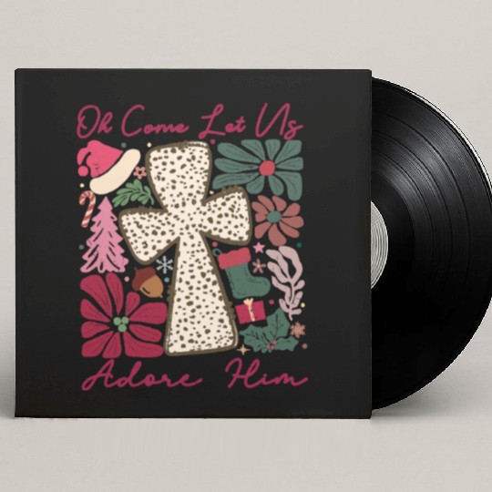 Oh Come Let Us Adore Him Funny Chrismas Jesus Custom Vinyl Record Sleeves
