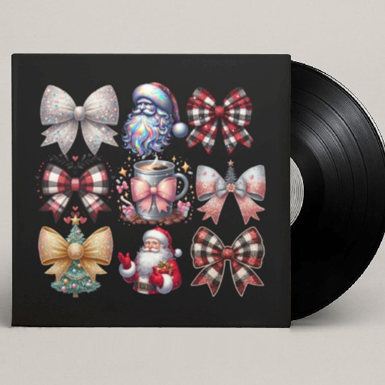 Coquette Bow Santa Christmas Tree Cake Candy Custom Vinyl Record Sleeves