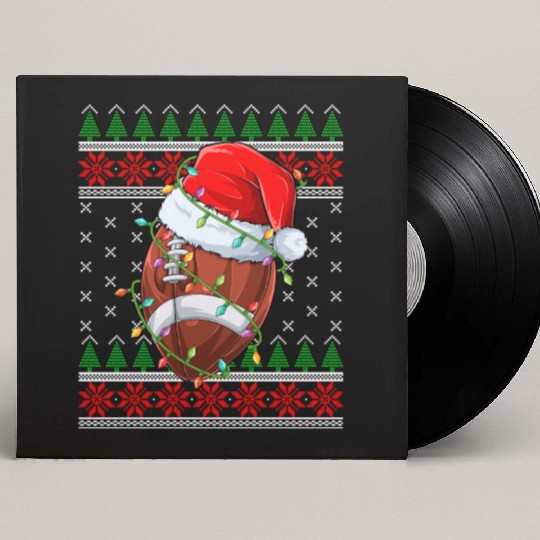 American Football Rugby Ugly Christmas Santa Hat Custom Vinyl Record Sleeves