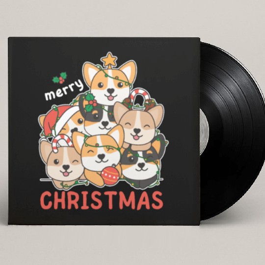 Corgi Christmas Tree Merry Christmas Custom Vinyl Record Sleeves
