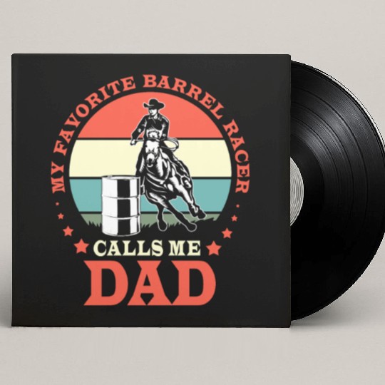 Retro Horse Riding Fathers Day Barrel Racing Dad Custom Vinyl Record Sleeves