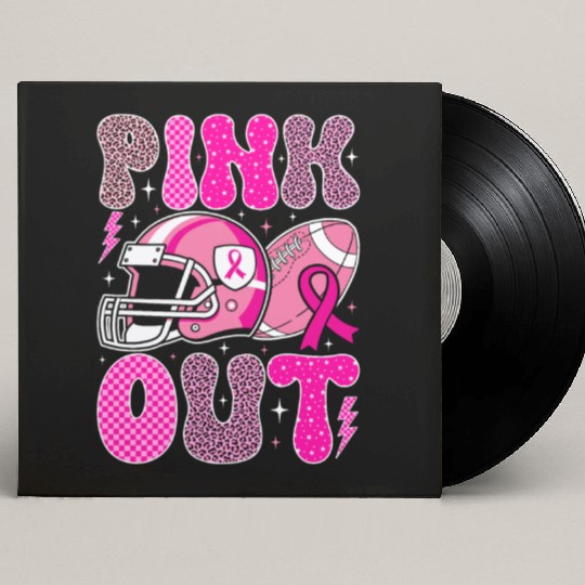 Pink Out Breast Cancer Football Mom Girls Women Custom Vinyl Record Sleeves