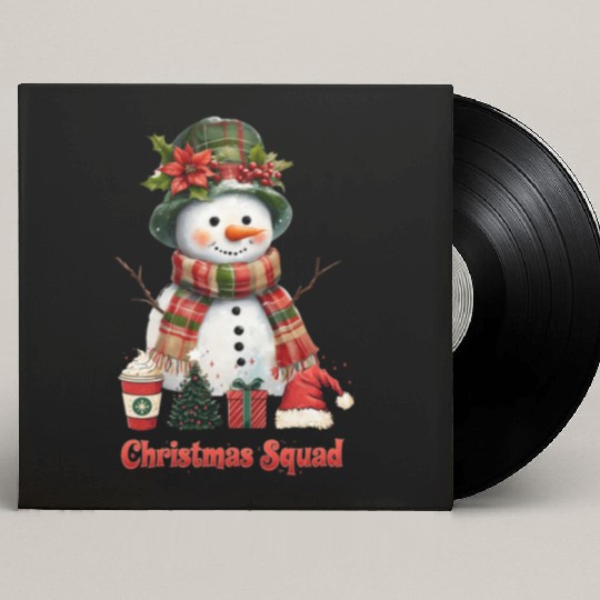 Snowman Christmas Family Gathering Custom Vinyl Record Sleeves