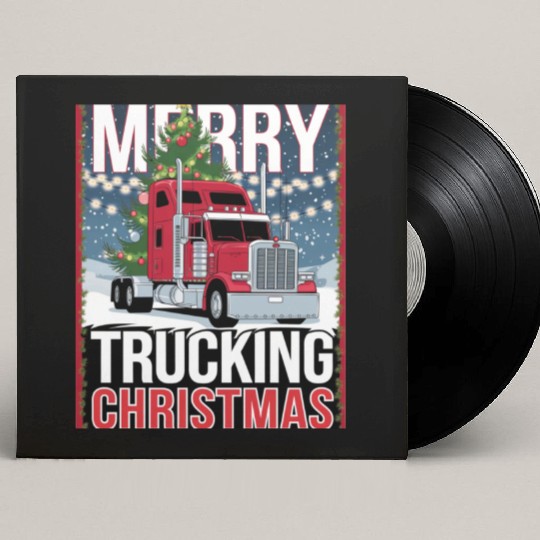 Merry Trucking Christmas Festive Semi-Truck Card Custom Vinyl Record Sleeves