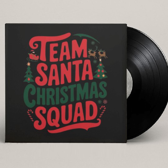 Team Santa Christmas Squad Festive Holiday party Custom Vinyl Record Sleeves