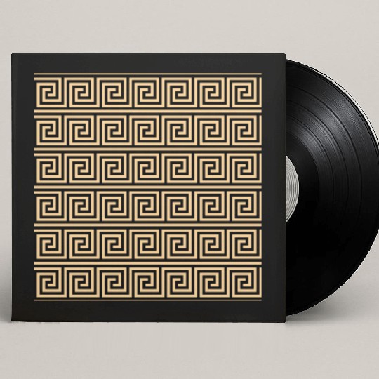 Greek Meander Key Squares Pattern Brown Custom Vinyl Record Sleeves