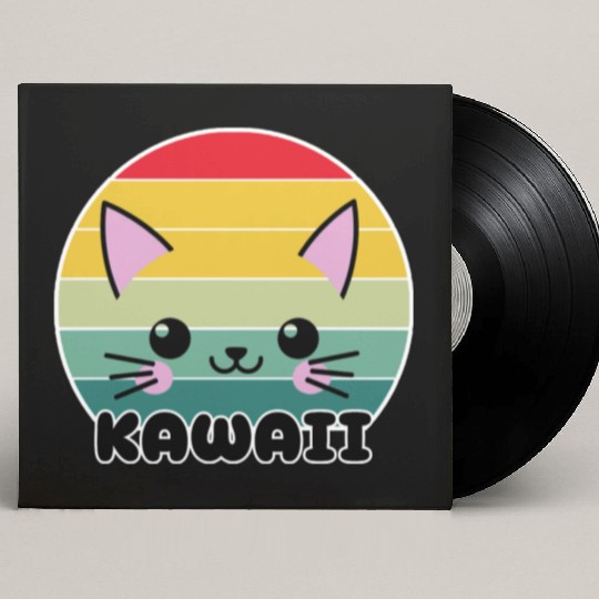Kawaii Cat Face, Cat Lovers Custom Vinyl Record Sleeves