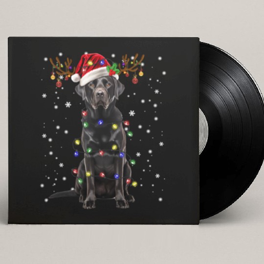 Black Lab Labrador Christmas Tree Light Custom Vinyl Record Sleeves