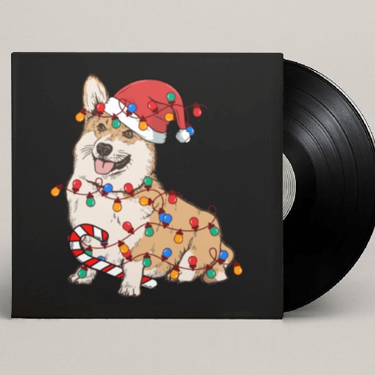 Corgi Santa Christmas Lights Xmas Dog Lover Custom Vinyl Record Sleeves
