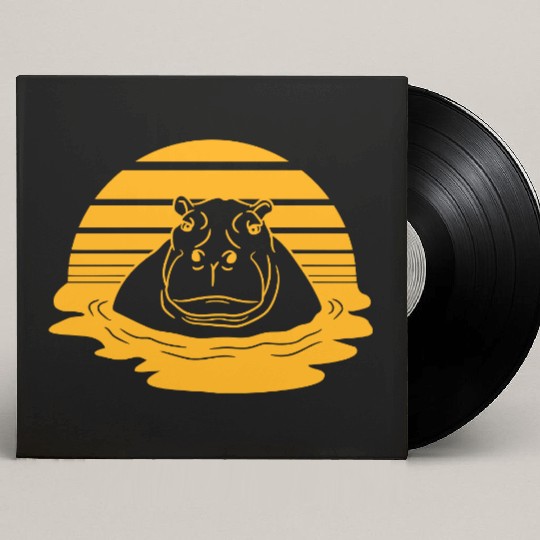 Hippo Swimming Water Sun Cute Happy Comic Cartoon Custom Vinyl Record Sleeves