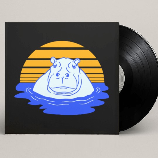 Hippo Swimming Water Sun Cute Happy Comic Cartoon Custom Vinyl Record Sleeves