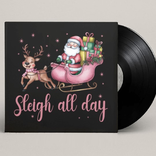 Sleigh All Day, Merry Christmas, Christmas Cute Custom Vinyl Record Sleeves