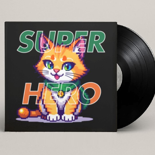 SUPER HERO CAT Custom Vinyl Record Sleeves