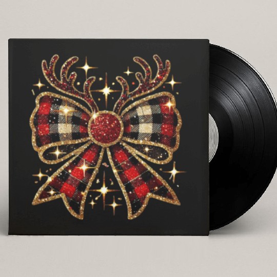 Christmas Reindeer Bow, Merry Christmas Custom Vinyl Record Sleeves