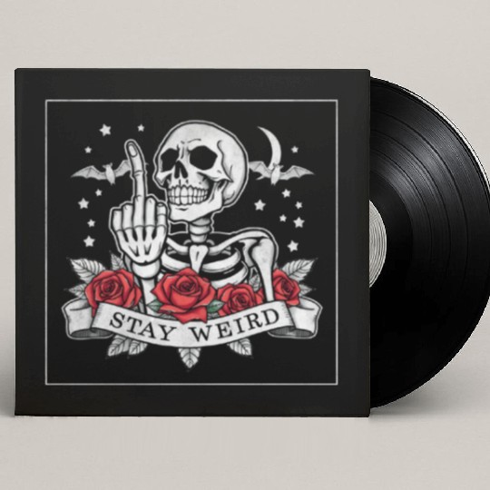 Stay weird skeleton middle finger Custom Vinyl Record Sleeves