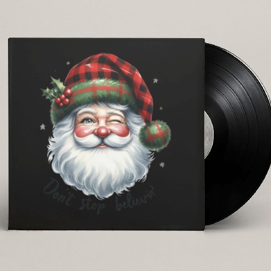 Don t Stop Believin, Santa Christmas Custom Vinyl Record Sleeves