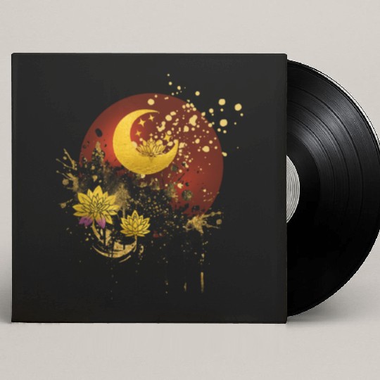 Celestial Lotus Moon Spray Design Custom Vinyl Record Sleeves