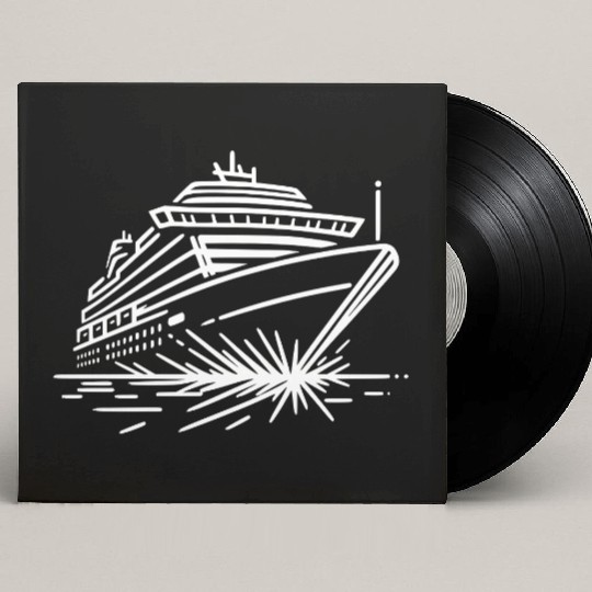 Minimalistic Vector Cruise Ship path6 Custom Vinyl Record Sleeves