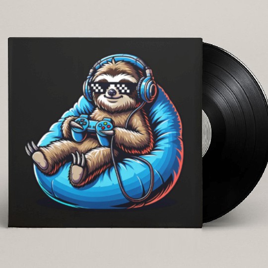Chill Gamer Sloth Headphones Controller Relax Custom Vinyl Record Sleeves