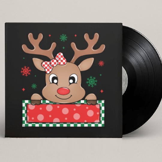 Girl Christmas Reindeer Custom Vinyl Record Sleeves