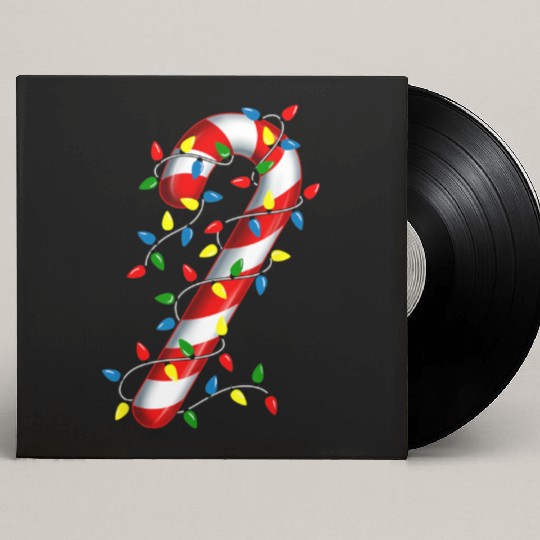 Candy Cane Merry and Bright Christmas Lights Candy Custom Vinyl Record Sleeves
