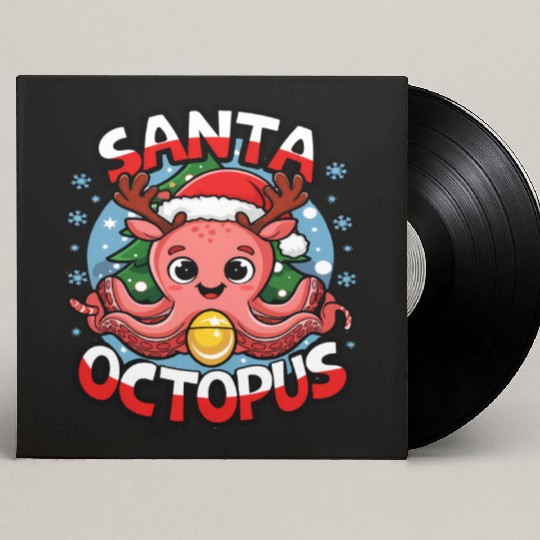 Santa Octopus 002 Custom Vinyl Record Sleeves