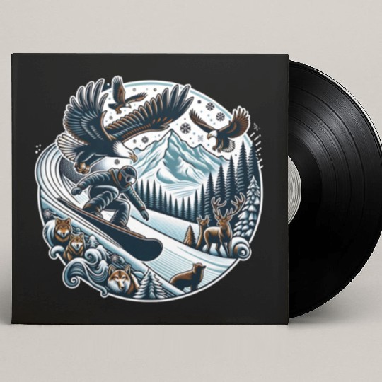 Epic Snowy Mountain Adventures with Wildlife Custom Vinyl Record Sleeves