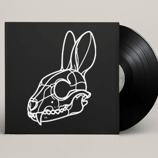 Minimalistic Vector Rabbit Skull Kids Drawing Custom Vinyl Record Sleeves