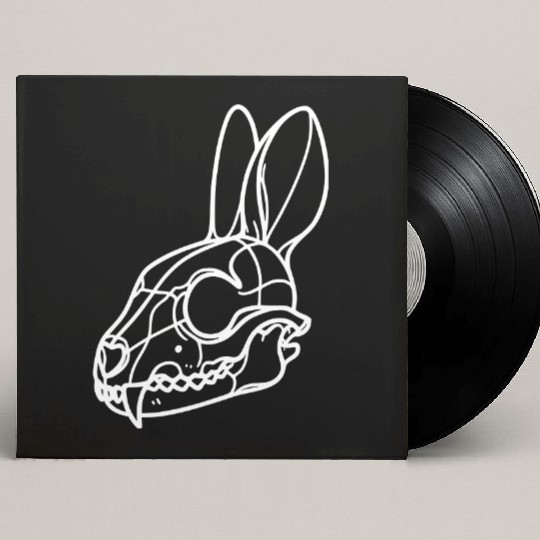 Minimalistic Vector Rabbit Skull Kids Drawing Custom Vinyl Record Sleeves