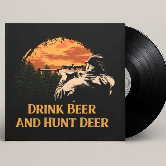 Drink Beer and Hunt Deer Animal Stalking Elk Grunt Custom Vinyl Record Sleeves