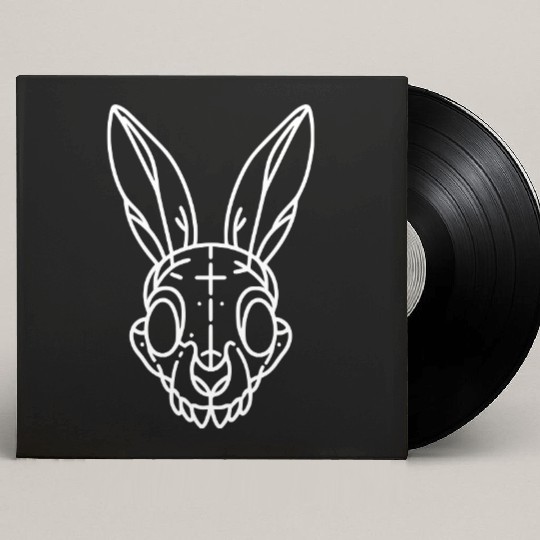 Minimalistic Vector Rabbit Skull Kids Drawing Custom Vinyl Record Sleeves