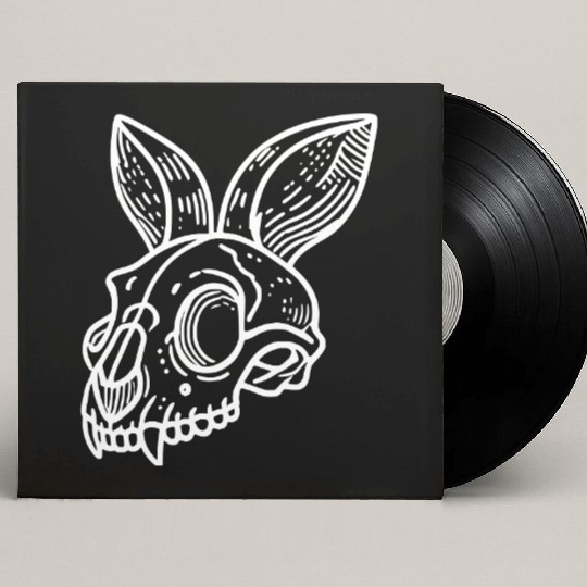Minimalistic Vector Rabbit Skull Kids Drawing Custom Vinyl Record Sleeves
