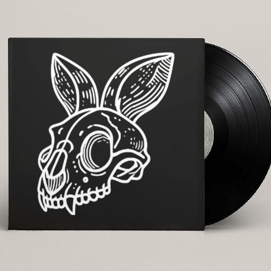 Minimalistic Vector Rabbit Skull Kids Drawing Custom Vinyl Record Sleeves