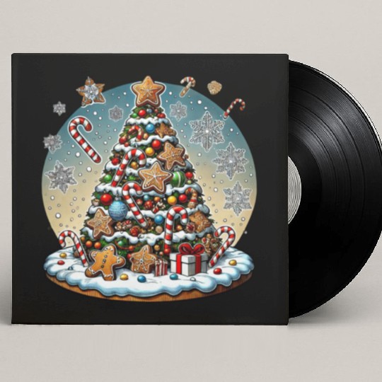Gingerbread Candy Cane Christmas Tree Custom Vinyl Record Sleeves