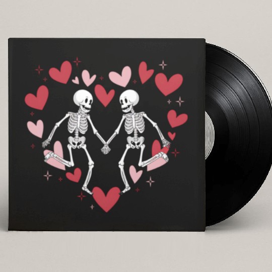 Coquette Valentine Dancing Skeleton Custom Vinyl Record Sleeves