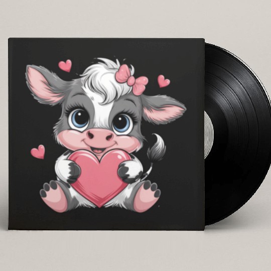 Cow Valentines Day Custom Vinyl Record Sleeves